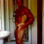 British Bodybuilder Taking Shower And Flexing